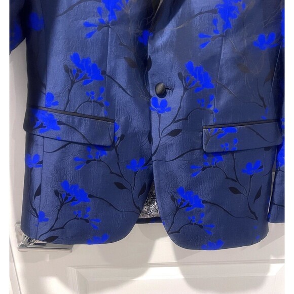 Paisley & Gray Men's Slim Fit Blue Floral Suit Blazer Tuxedo Jacket Size 38R - Picture 8 of 16